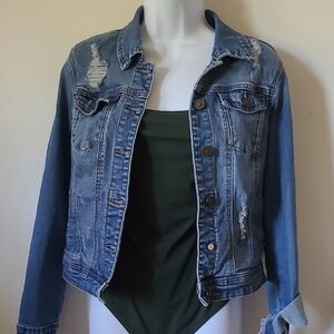 Classic Blue Distressed Jean Jacket